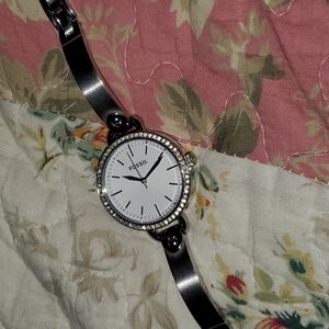 Fossil Silver Women's Watch with Crystal Accents